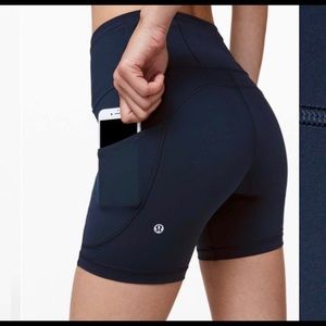 Lululemon fast & free biker short 6” size 4, navy, barely worn.